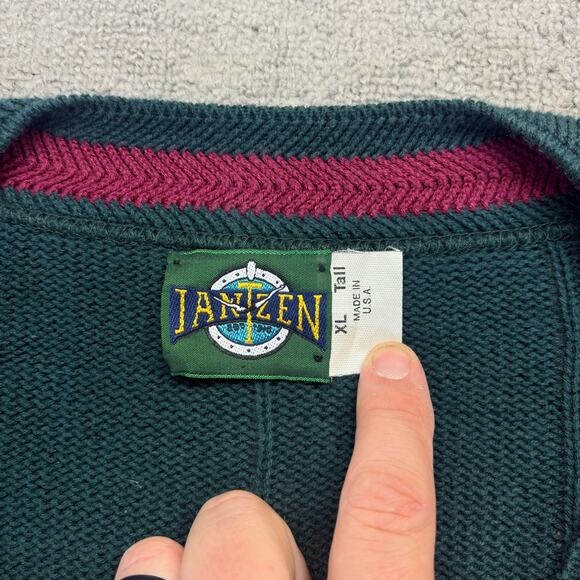 Vintage Jantzen Cricket Sweater Mens XL Green V-Neck Tennis Varsity Collegiate - Picture 4 of 7